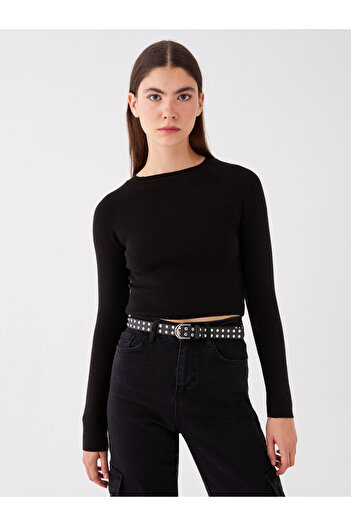 LC Waikiki Women's Knitwear Sweater - Crew Neck, Solid Long Sleeve