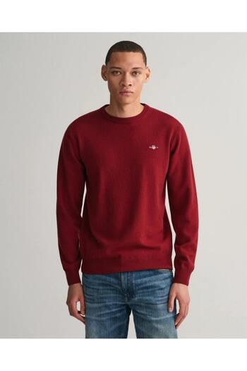 Gant Erkek Kırmızı Regular Fit Bisiklet Yaka Kazak