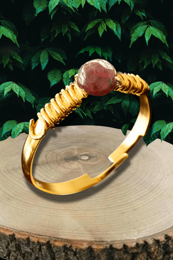 Tesbih Atölyesi Certified Broken Stone Gold Model Garnet Garnet Ring - Adjustable