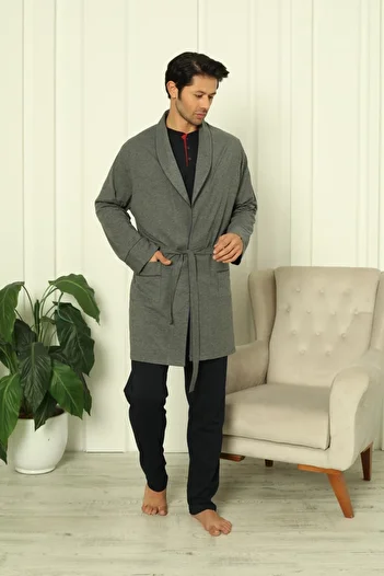 Espuar Men's 3 Piece Robe and Long Sleeve Pajama Set 2023