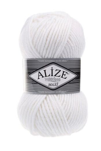 Alize 5 τεμάχια Süperlana Maxi White 55 Χοντρό πλεκτό με νήμα γιλέκο ζακέτα με νήματα μαντήλι Beanie πουλόβερ