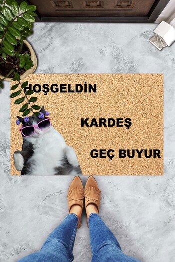 Pelangi Digital Printed Welcome Brother is Here Written Cut Pattern Decorative Door Mat