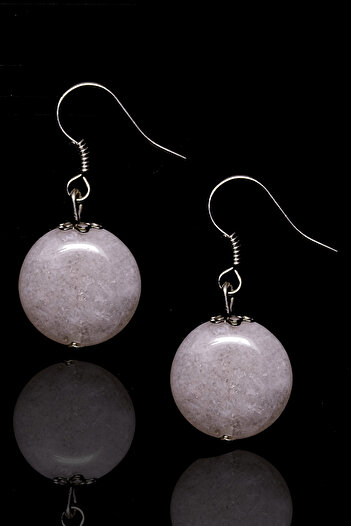 Tesbih Atölyesi Certified White Quartz Stone Earrings
