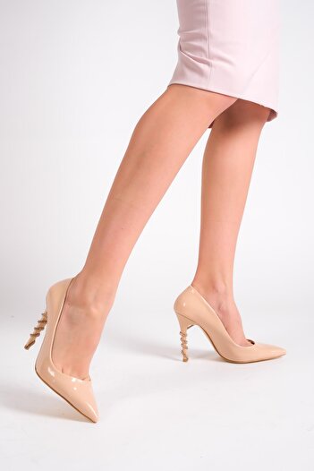 Modabuymus Giga Ten Rugan Taşlı Yüksek Topuklu Stiletto Abiye Ayakkabı