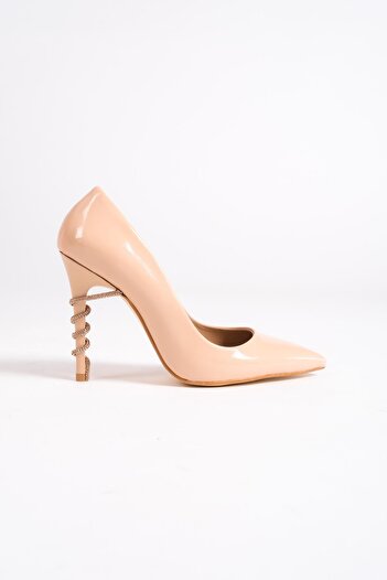 Modabuymus Giga Ten Rugan Taşlı Yüksek Topuklu Stiletto Abiye Ayakkabı