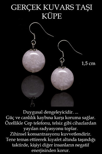 Tesbih Atölyesi Certified White Quartz Stone Earrings