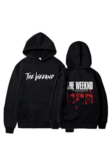 Touz The Weeknd Front-Back Printed Black Unisex Oversize Hooded Sweatshirt