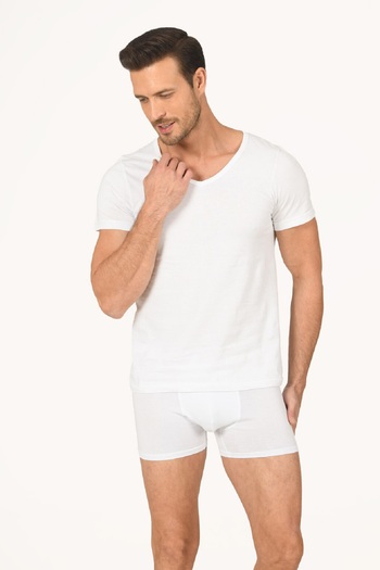 NBB 6 Pieces, 100% Cotton, V-Neck, Short Sleeve, Men's Undershirt & T-shirt