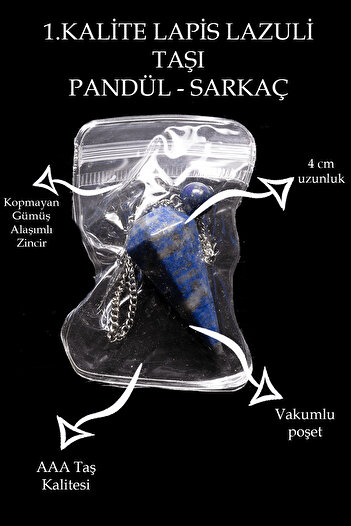 Tesbih Atölyesi Sertifikalı Aaa Kalite Lapis Lazuli Taşı Pandül Sarkaç - 4cm