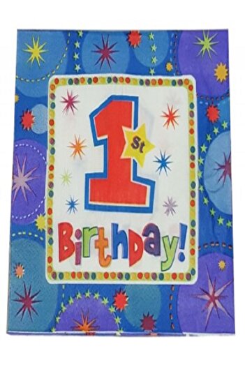 Kazanabil 20'S DOUBLE FOLD PAPER NAPKIN FOR 1 YEAR OLD BIRTHDAY BLUE