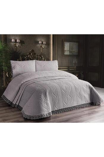 GENÇEV HOME COLLECTİONS Laced Microfiber Bedspread Set * Bedspread 250 X 260 Cm