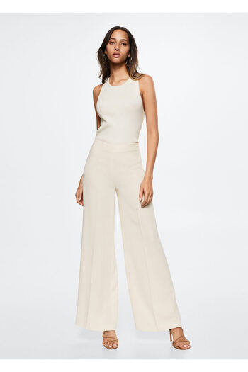 MANGO Woman Women's Ecru Trousers