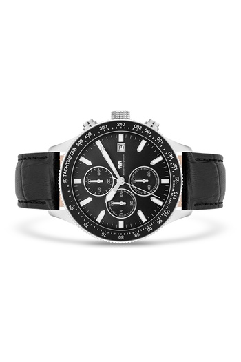 Rhodenwald & Söhne Chronograph Herren Chronograph silber Echtleder schwarz