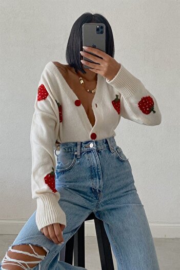 My love butik Strawberyy Crop Cardigan