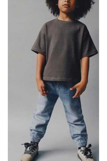 OliveYouMom Jean Bel Ve Paça Lastikli Denim Kot Pantolon Unisex Büzgü İpli Jogger