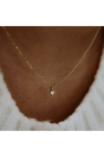 minimojewels 14 Ayar Altın Minimal Tek Taş Kolye / Üç Tırnaklı Özel Tasarımdır