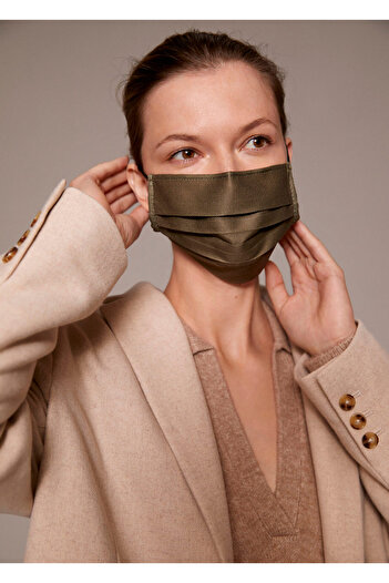 MANGO Woman Women's Khaki Color Face Mask