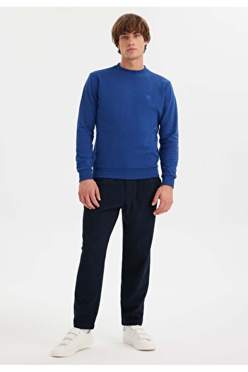 WESTMARK LONDON Mavi Bisiklet Yaka Pamuklu Regular Fit Erkek Sweatshirt CORE