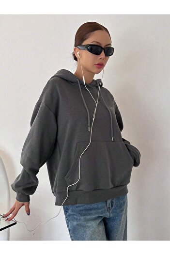 Keywest Унісекс великий розмір сірий з принтом зірки худі з капюшоном Oversize Sweatshirt Hoodie
