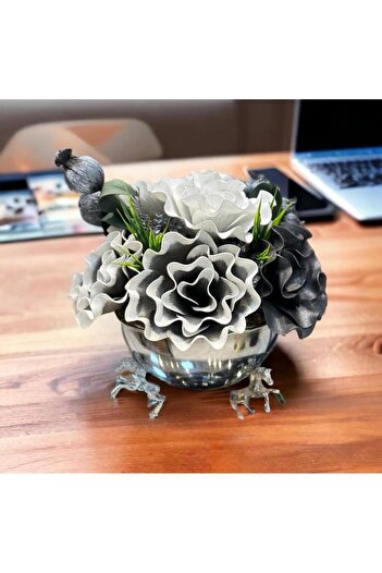 DM HOME Ghiveci de flori din metal cu cal cu flori