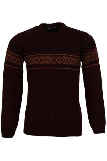 Modarar Men's Sweater Zero Collar Regular Fit Claret Red RAR01113