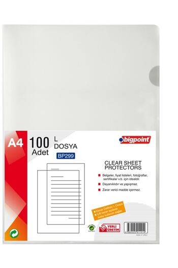 Bigpoint L File Standard 90 Micron, Pack of 100, A4, Easy Archiving