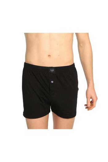 Tutku Men's Combed Cotton Buttoned Black Boxers 1 Pack