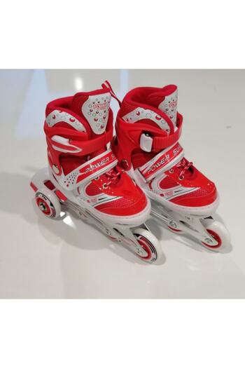 Can Spor Can Beginner Skating Double/Single Row Adjustable L(39-42) Silicone Wheel Red