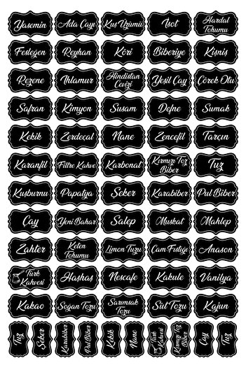 colortouch Black 107 Pieces Spices Pulses Nuts Jar Sticker Label