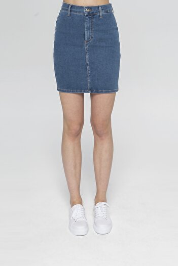 CROSS JEANS Janie Orta Mavi Mini Jegging Etek