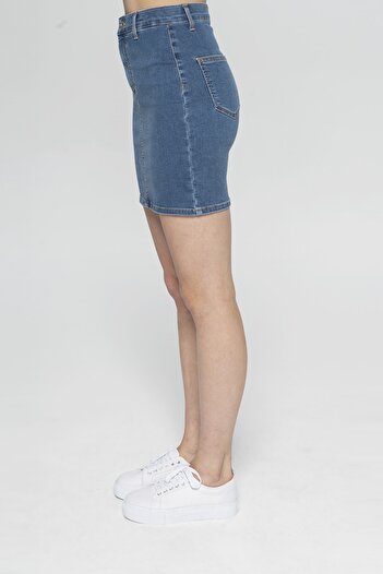 CROSS JEANS Janie Orta Mavi Mini Jegging Etek