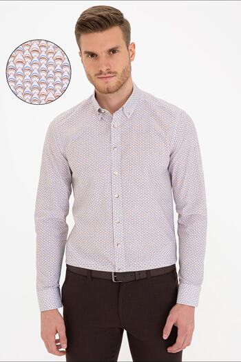 Pierre Cardin Πουκάμισο σε μπεζ Slim Fit