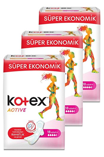Kotex Active Long Daily Pad 18 Pieces Set of 3