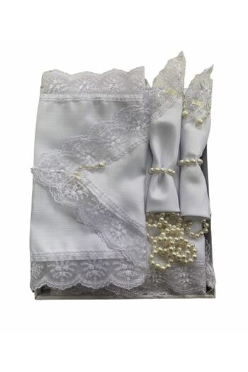 Cardea Shantuk Fabric Tablecloth Set White 26 Pieces for 12 People