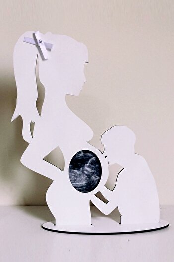 UTKU TASARIM Linda Wooden Ultrasound Image Picture Frame My First Photo Frame White
