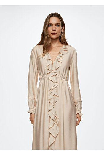MANGO Woman Γυναικείο Εκρού Φόρεμα 37077732