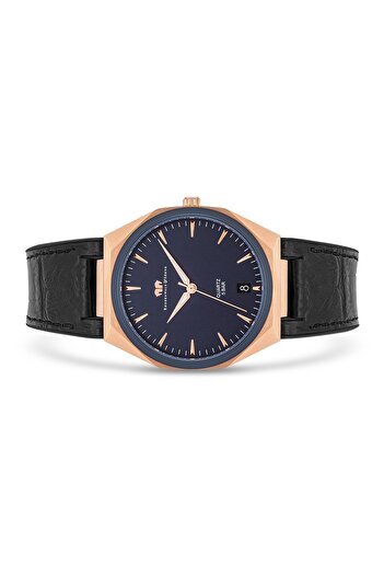 Rhodenwald & Söhne Quarzuhr Herren Quarzuhr roségold Echtleder/Silikon schwarz
