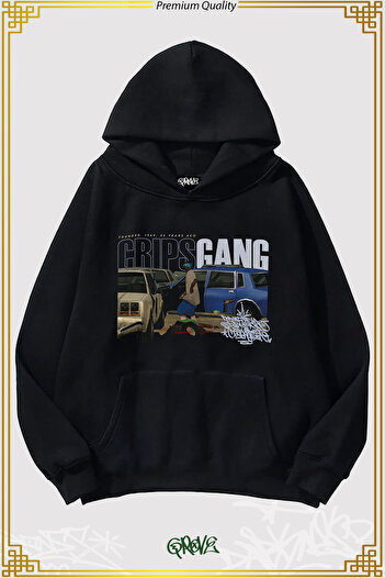 Grove Fashion Φούτερ με κουκούλα με κουκούλα Crips Gang Three Thread Oversize