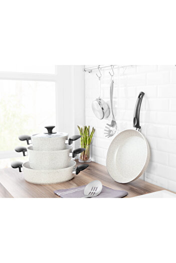Madame Coco Gordes Granite Look 7 Parça Tencere Seti