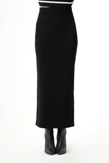 Mizalle Bsc Rayon Knitwear Black Skirt