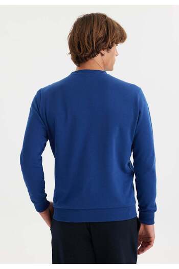 WESTMARK LONDON Mavi Bisiklet Yaka Pamuklu Regular Fit Erkek Sweatshirt CORE