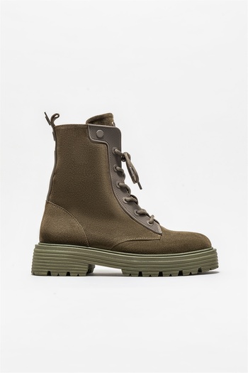 Elle Shoes Haki Deri Kadın Günlük Bot