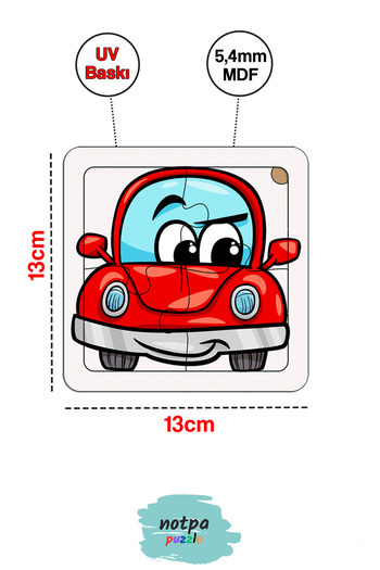 kutuTR Notpa Çocuklar Için Eğitici Ve Öğretici Ahşap 8 Li 4 Parçalı Taşıtlar Mini Puzzle Set 8'li Set 1