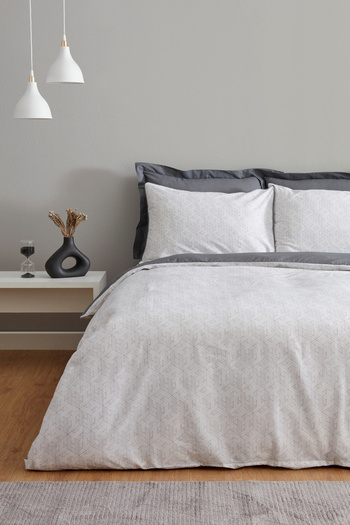 Karaca Home Ferne 100% Cotton Double Duvet Cover Set Gray