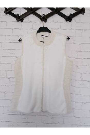 anne moda ankara front plush, back knitwear vest