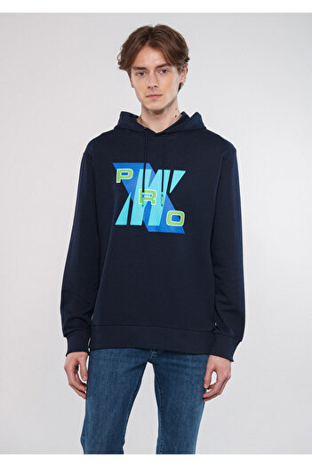 Mavi Pro Baskılı Kapüşonlu Sweatshirt 0611463-83699