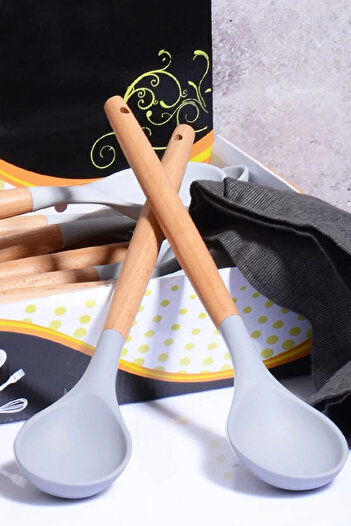 Rotanev Bamboo Handle Silicone Spoon Smoked 2 Pieces