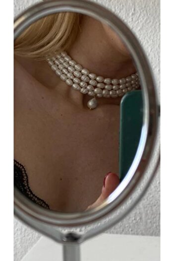 dalya atelier Gerçek Barok Incili Dörtlü Choker Kolye