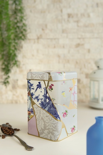 EVLE Er022-4ı Kint Sugi Mesh Patterned Square Metal Storage Container 11x11 Cm