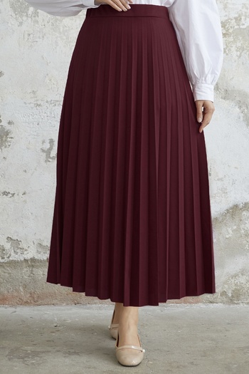 InStyle Luisa Waist Ελαστική πλισέ φούστα - Claret Red